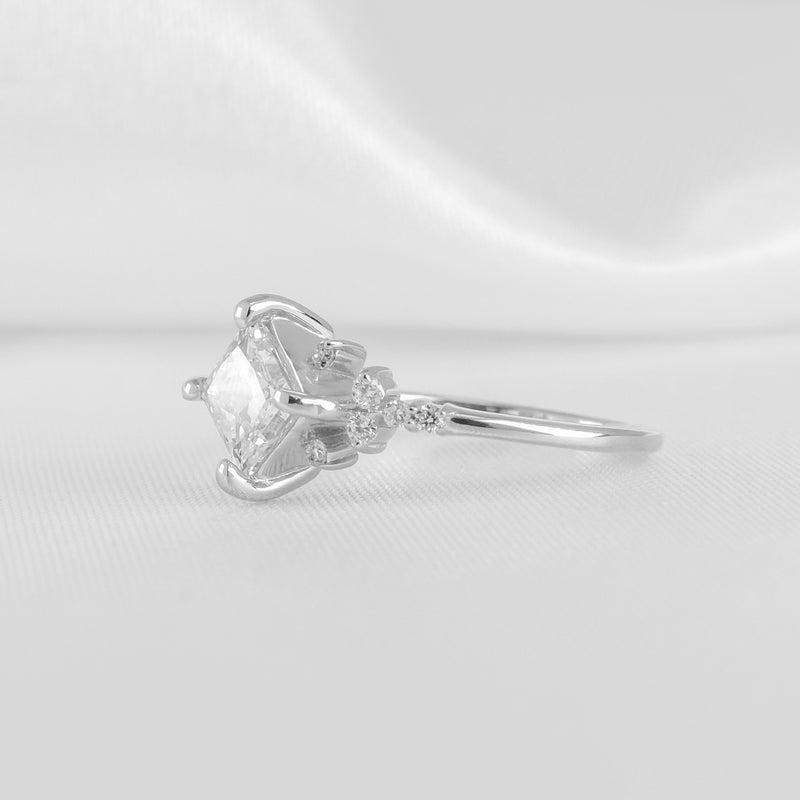 Shown in 1.10 Carat Asscher Cut * The Zakari Starlight Princess Moissanite Engagement Ring | Lisa Robin