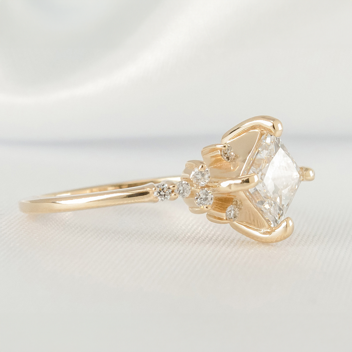 Shown in 1.10 Carat * The Zakari Starlight Princess Moissanite Engagement Ring | Lisa Robin#color_14k-yellow-gold