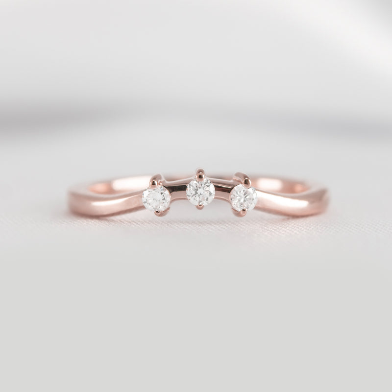 The Zoey Curved Diamond Ring in Rose Gold | Lisa Robin