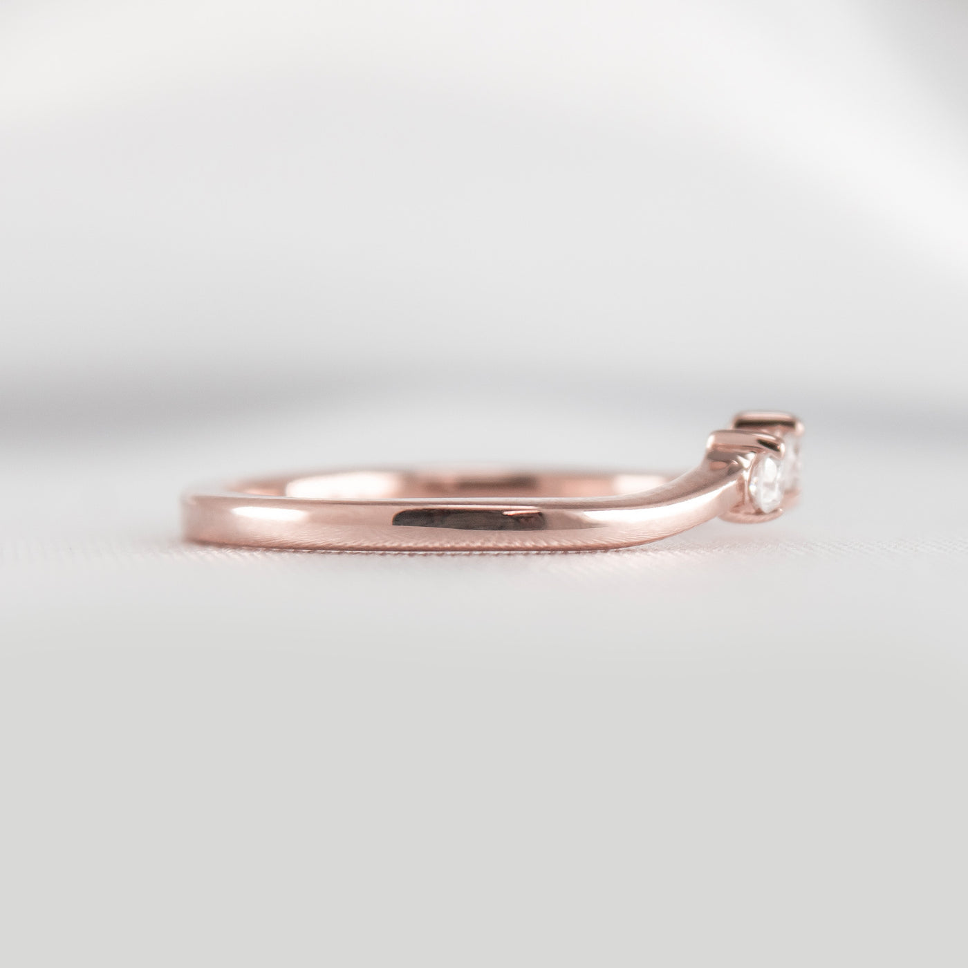 The Zoey Curved Diamond Ring in Rose Gold | Lisa Robin#color_14k-rose-gold