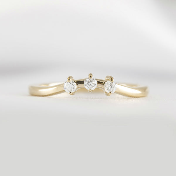 The Zoey contoured lab Diamond Wedding Ring in 14K yellow gold from front by Lisa Robin#color_14k-yellow-gold
