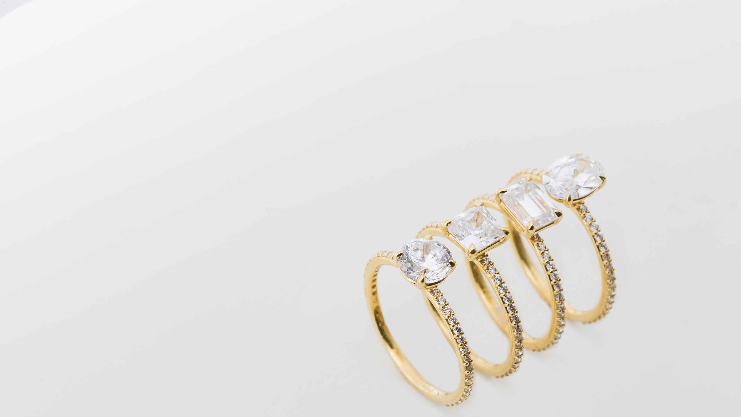Engagement Rings with Various Diamond Shapes in Yellow Gold with Pave | Lisa Robin