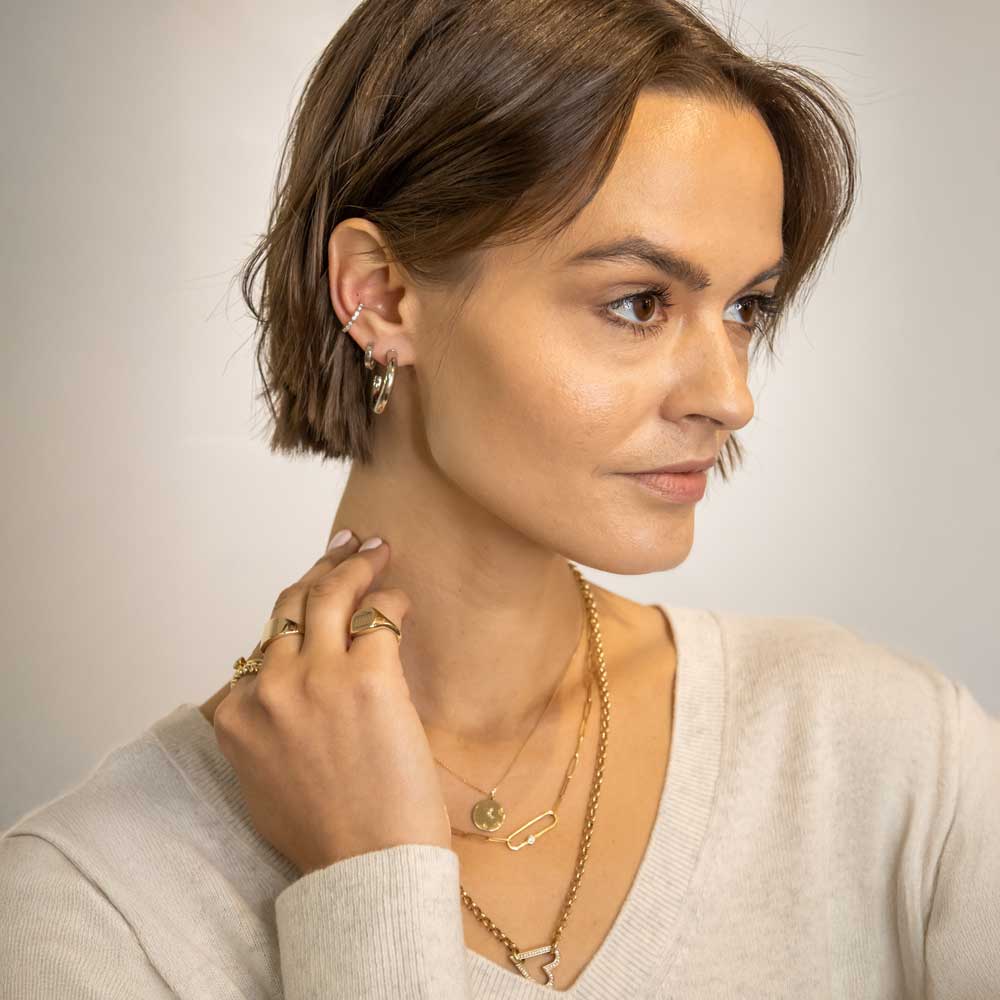 Diamond Accent Gold Paper Clip Chain Necklace - Lisa RobinDiamond Accent Gold Paper Clip Chain Necklace | Lisa Robin#color_14k-yellow-gold