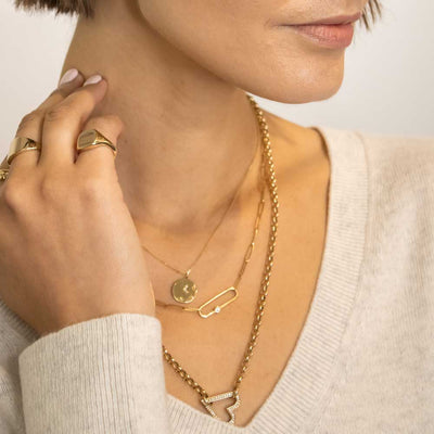 Diamond Accent Gold Paper Clip Chain Necklace - Lisa RobinDiamond Accent Gold Paper Clip Chain Necklace | Lisa Robin#color_14k-yellow-gold
