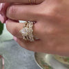 The Tara Marquise Diamond Wedding Ring in 14k yellow gold on model hand by Lisa Robin jewelry