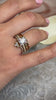 HALEE DIAMOND CHEVRON WEDDING RING with REESE DIAMOND DOME WEDDING RING with ARI PAVÉ PRINCESS DIAMOND ENGAGEMENT RING / Lisa Robin