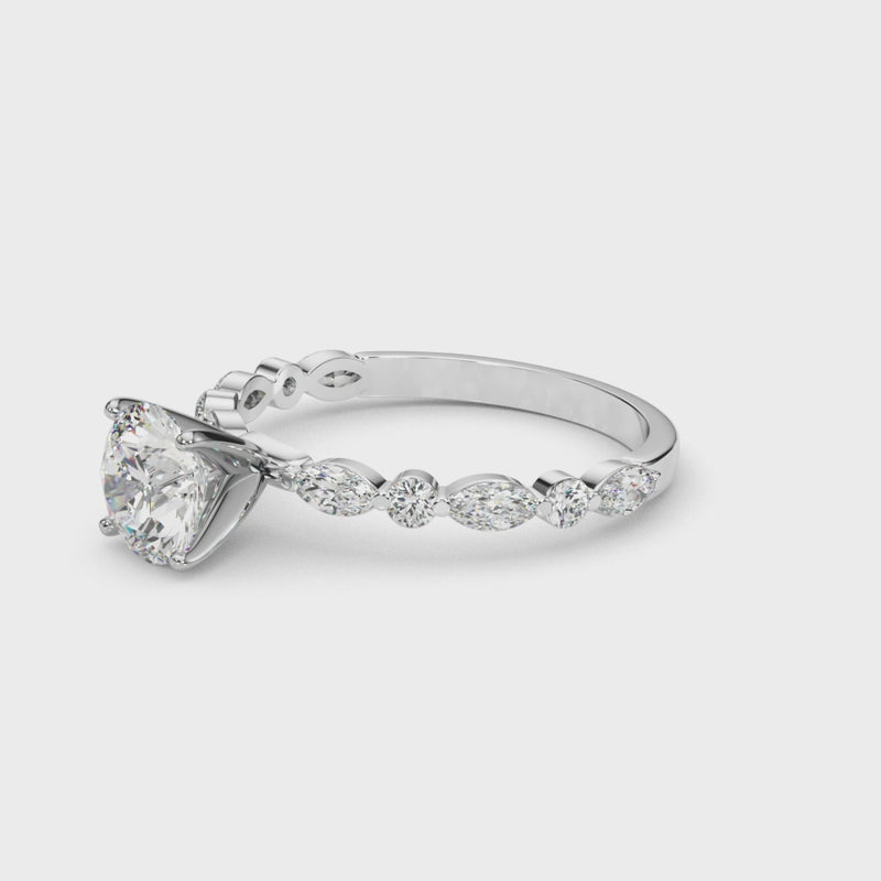 Shown in 1.0 Carat * The Marley Side Stone Diamond Engagement Ring | Lisa Robin