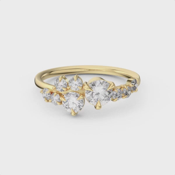 Shown with 0.35 carat * The Chloe Diamond Cluster Engagement Ring | Lisa Robin#color_14k-yellow-gold