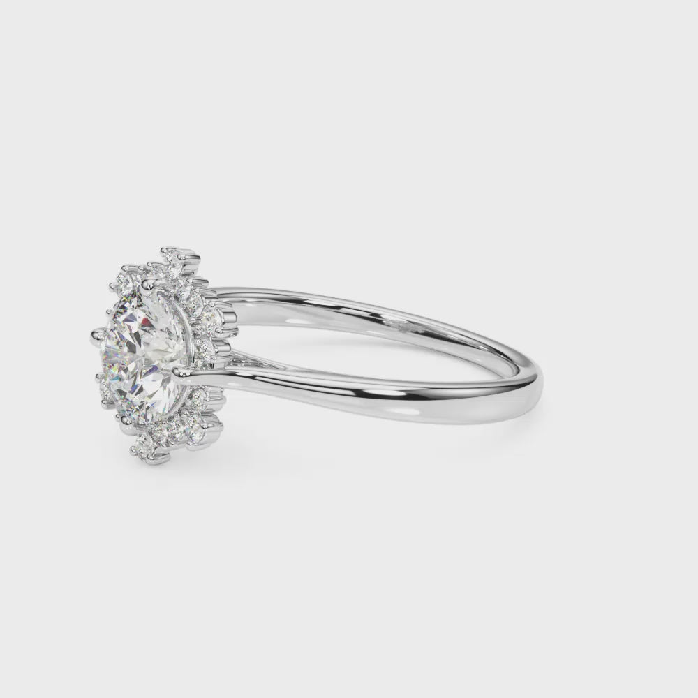 Shown with 1.0 Carat * The Aatish Effervescent Halo Diamond Engagement Ring | Lisa Robin#color_platinum