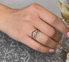  MATILDA VINTAGE CHEVRON WEDDING RING with ZAKARI STARLIGHT PRINCESS DIAMOND ENGAGEMENT RING with KAIRO DIAMOND CHEVRON BAND / Lisa Robin
