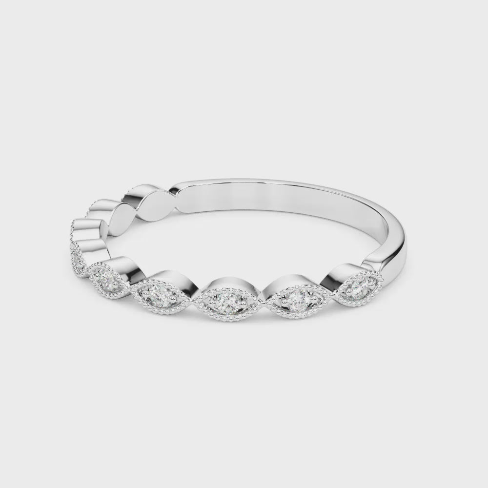 The Frances Vintage Diamond Wedding Ring | Lisa Robin#color_10k-white-gold