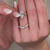 Shown in 2 Carat Diamond*The Meredith cathedral Engagement Ring with marquise cut diamond in yellow gold on model hand by Lisa Robin Jewelry