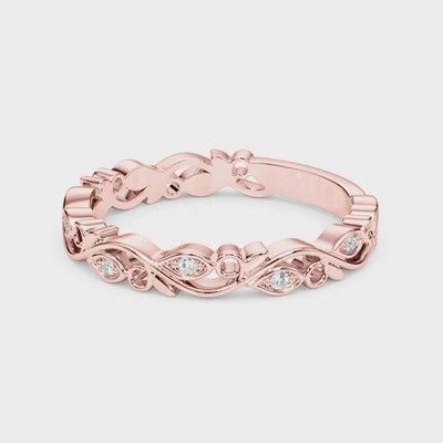 Vintage Floral Diamond Wedding Ring#color_18k-rose-gold
