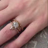 The Halee Chevron Diamond Wedding Ring in 14k yellow gold on model hand by Lisa Robin jewelry
