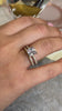 Ari pave' diamond engagement ring with a princess cut diamond in yellow gold with the Alex three row pave diamond wedding ring on model by Lisa Robin