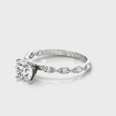 Shown in 1.0 Carat * The Riley Marquise Stone Diamond Engagement Ring | Lisa Robin#shape_round