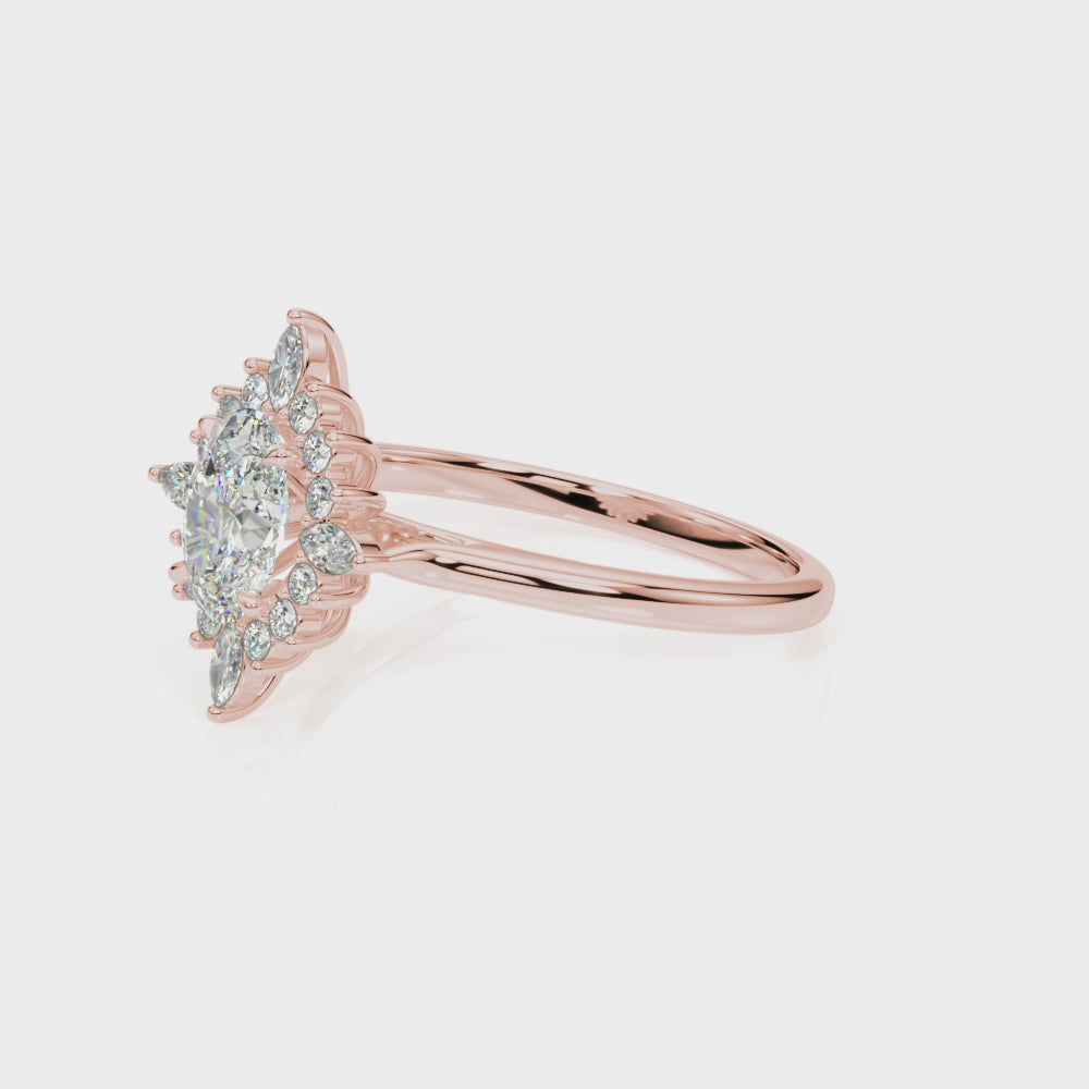 The Revel Halo Moissanite Engagement Ring
