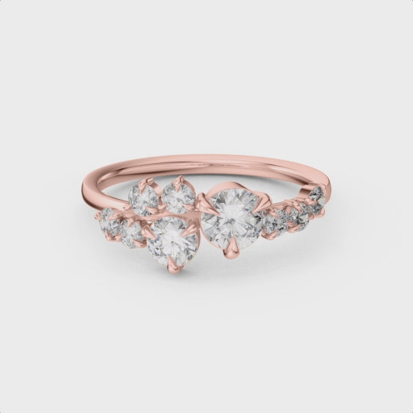 Shown with 0.35 carat * The Chloe Diamond Cluster Engagement Ring | Lisa Robin#color_14k-rose-gold