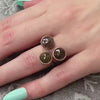 The Trilogy Rose Gold Rustic Diamond Wedding Ring in 14K rose gold on model hand by Lisa Robin Jewelry