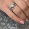 Keely round diamond cut wedding ring with Nova bezel diamond engagement ring with MARLA CHEVRON DIAMOND / Lisa Robin