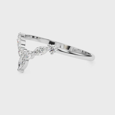 The Jaden Marquise Diamond Chevron Ring | Lisa Robin#color_10k-white-gold