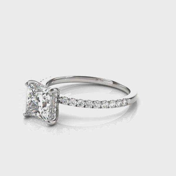 Shown in 1.0 Carat * The Cameron Hidden Halo Pave Round Diamond Engagement Ring | Lisa Robin