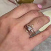 The Matilda Vintage Chevron Diamond Wedding Ring in 14k yellow gold on model hand by Lisa Robin jewelry