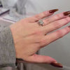 The Mia east west radiant cut Diamond Engagement Ring in yellow gold on model hand by Lisa Robin jewelry