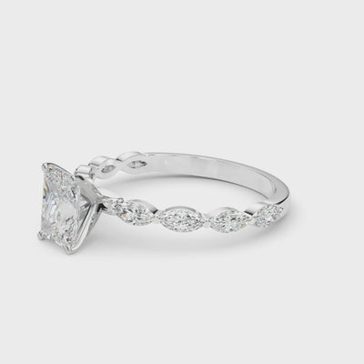 Shown in 1.0 Carat * The Marley Side Stone Diamond Engagement Ring | Lisa Robin#shape_emerald