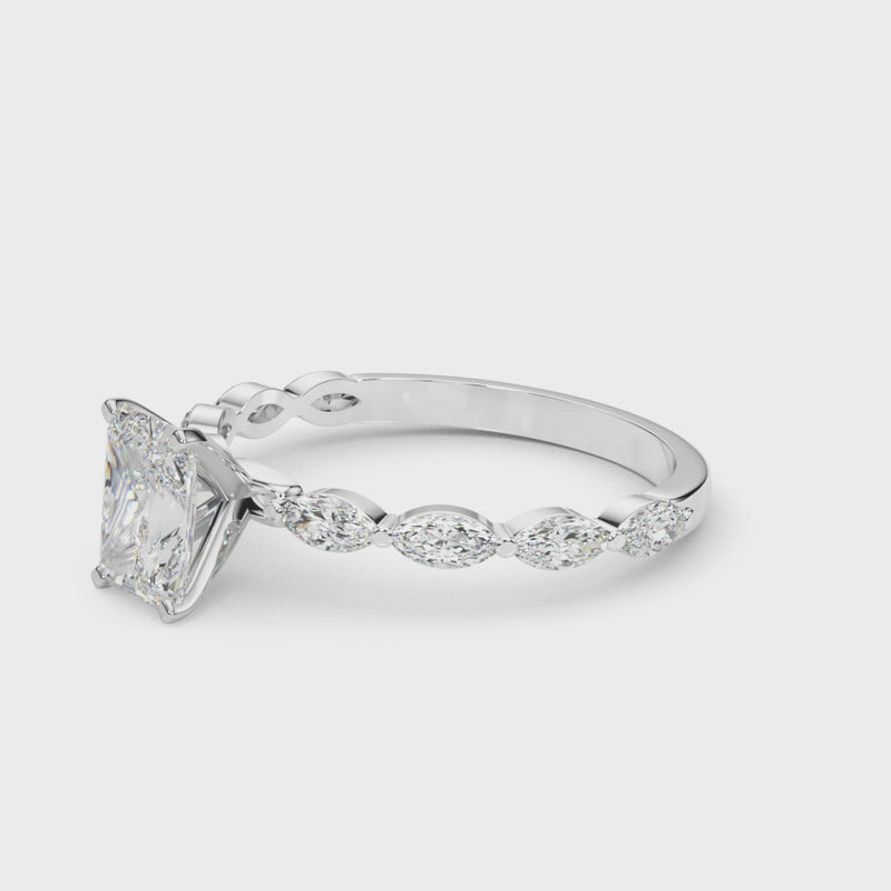 Shown in 1.0 Carat * The Marley Side Stone Diamond Engagement Ring | Lisa Robin