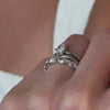 The Kingsley diamond Engagement Ring with marquise cut in white gold on model hand by Lisa Robin Jewelry 