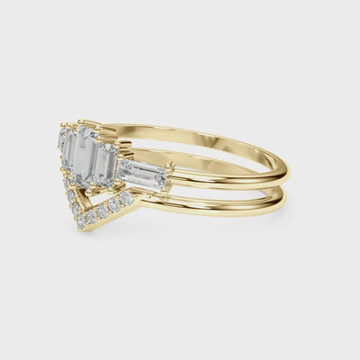 The Brooklyn Art Deco Diamond Wedding Set | Lisa Robin#color_14k-yellow-gold