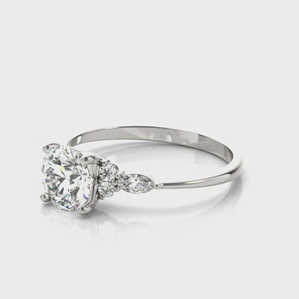 Shown in 1.0 carat * The Sophia Moissanite Diamond Side Stone Engagement Ring | Lisa Robin