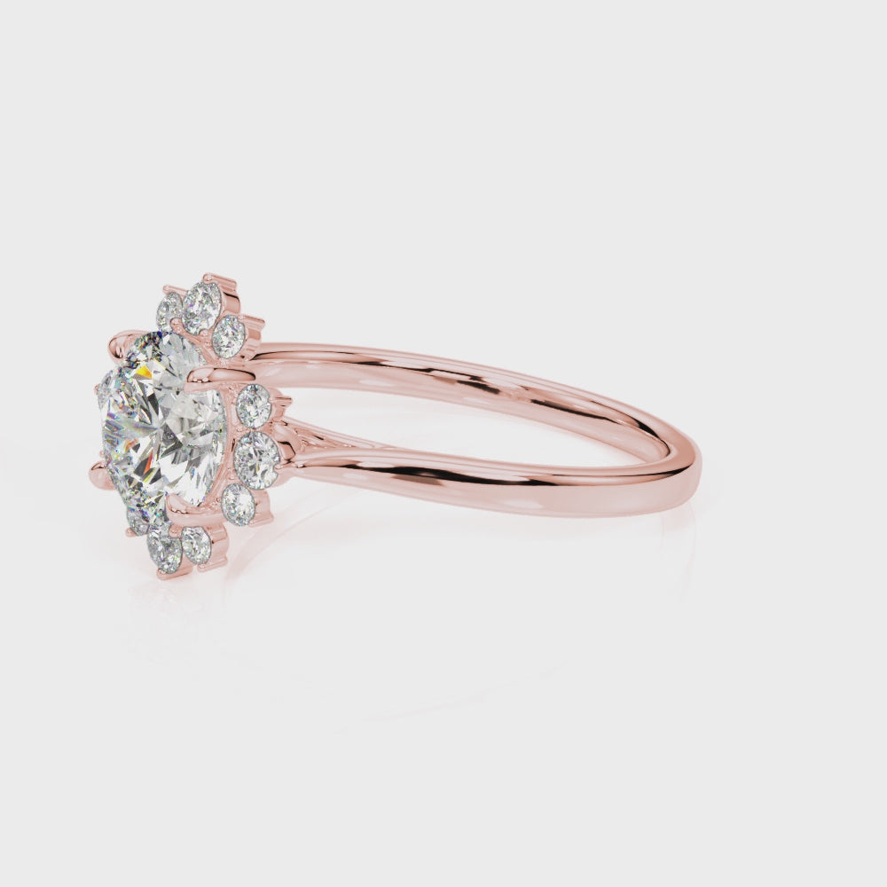 Shown in 1.0 carat * The Jaylin Halo Diamond Engagement Ring | Lisa Robin#color_14k-rose-gold