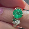 The Chloe Emerald Center and Diamond and Emerald Accent Cluster Engagement Ring by Lisa Robin