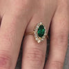 The Hadley Emerald with Diamond halo Engagement Ring | Lisa Robin