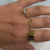 Marley SIDE STONE ROUND DIAMOND CUT ENGAGEMENT RING with HALEE DIAMOND CHEVRON WEDDING RING / Lisa Robin