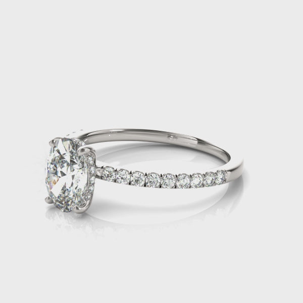 Shown in 1.0 carat * Cameron Hidden halo pave Diamond Engagement Ring | Lisa Robin#shape_oval