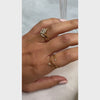 The Revel diamond engagement ring paired with the Claire diamond wedding band on model | Lisa Robin