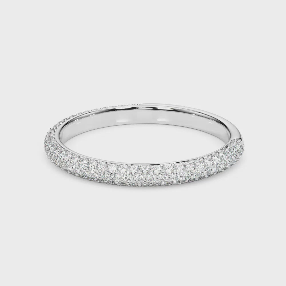 The Alex Three Row Diamond Pave Wedding Ring | Lisa Robin#color_18k-white-gold