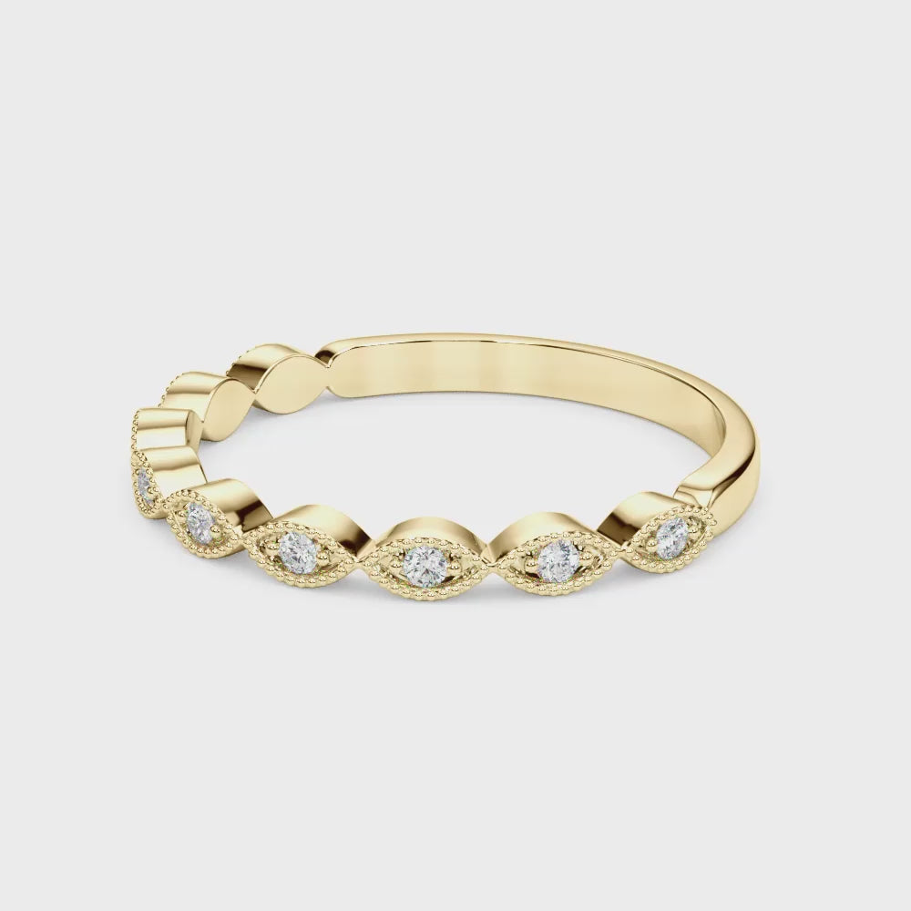 The Frances Vintage Diamond Wedding Ring | Lisa Robin#color_18k-yellow-gold