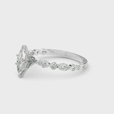 Shown in 1.0 Carat * The Marley Side Stone Diamond Engagement Ring | Lisa Robin#shape_marquise