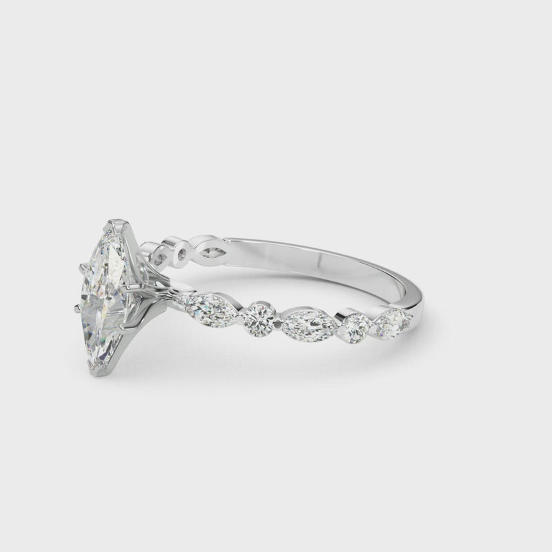 Shown in 1.0 Carat * The Marley Side Stone Diamond Engagement Ring | Lisa Robin