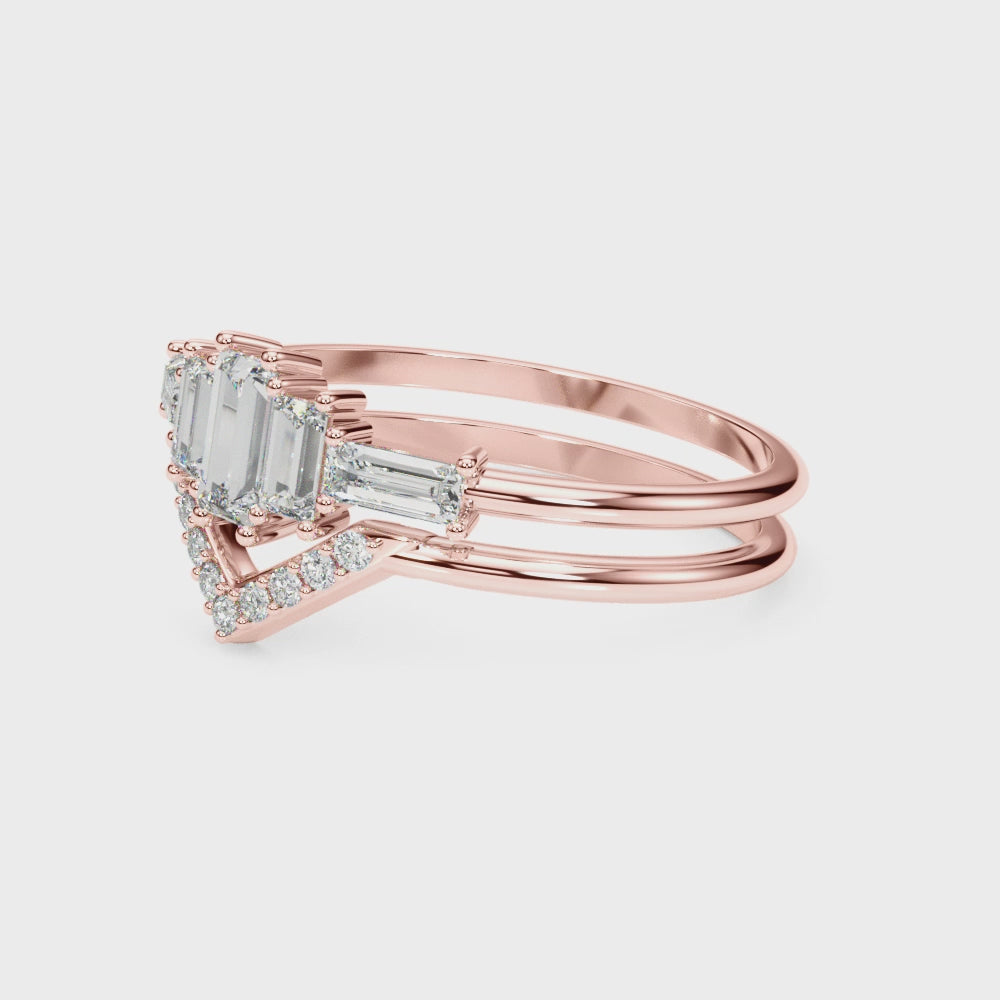 The Brooklyn Art Deco Diamond Wedding Set | Lisa Robin#color_14k-rose-gold