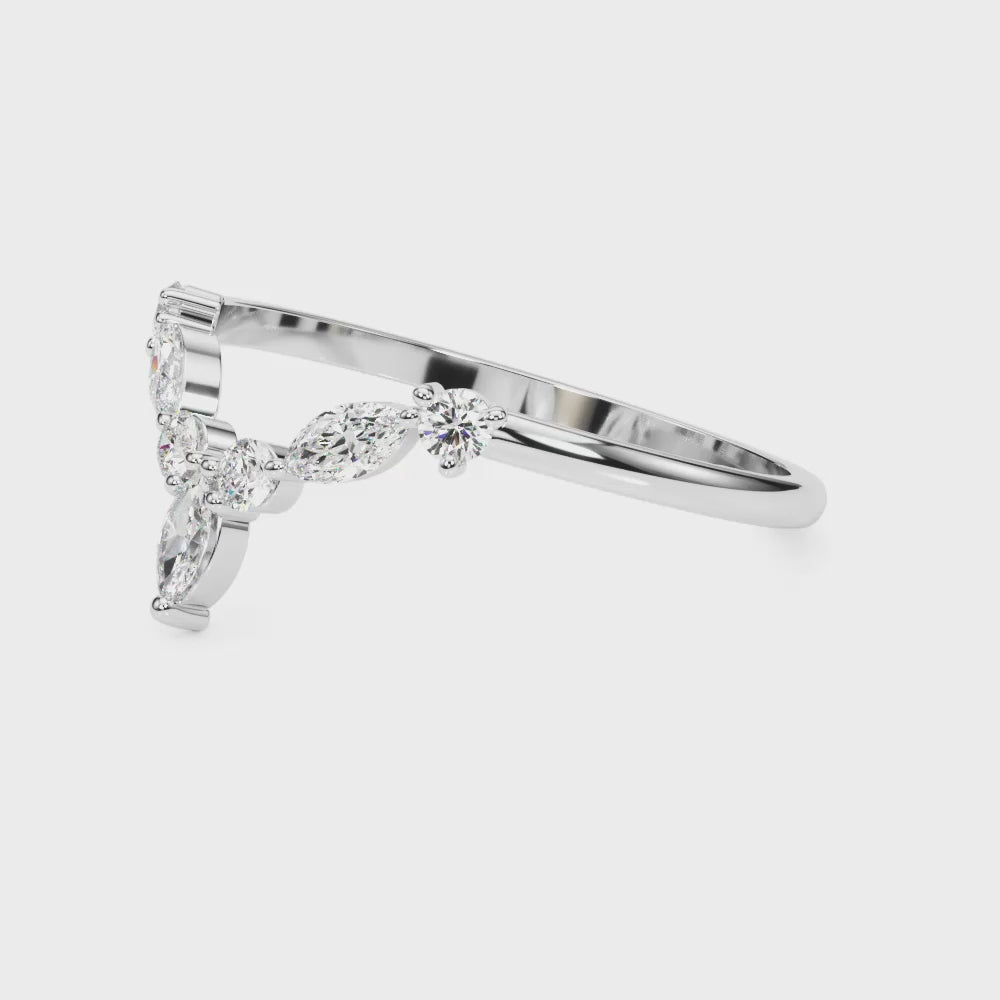 The Jaden Marquise Diamond Chevron Ring | Lisa Robin#color_14k-white-gold