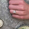 The Olivia 2.35 carat Diamond solitaire Engagement Ring with radiant cut diamond in yellow gold on model hand by Lisa Robin jewelry 