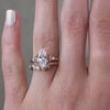 The Claire marquise curved open Diamond wedding Ring in 14K yellow gold on model hand by Lisa Robin jewelry 
