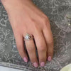 The Twilight Curved Scatter Diamond Wedding Ring in 14k yellow gold on model hand by Lisa Robin jewelry