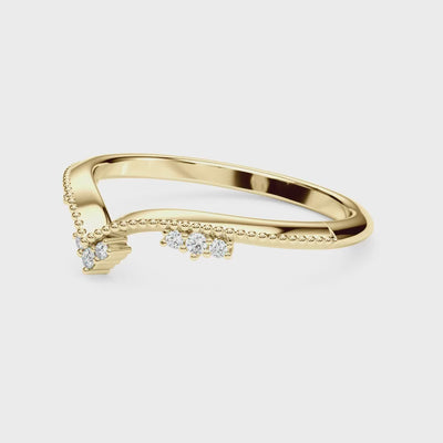 The Matilda Vintage Chevron Wedding Ring | Lisa Robin#color_18k-yellow-gold