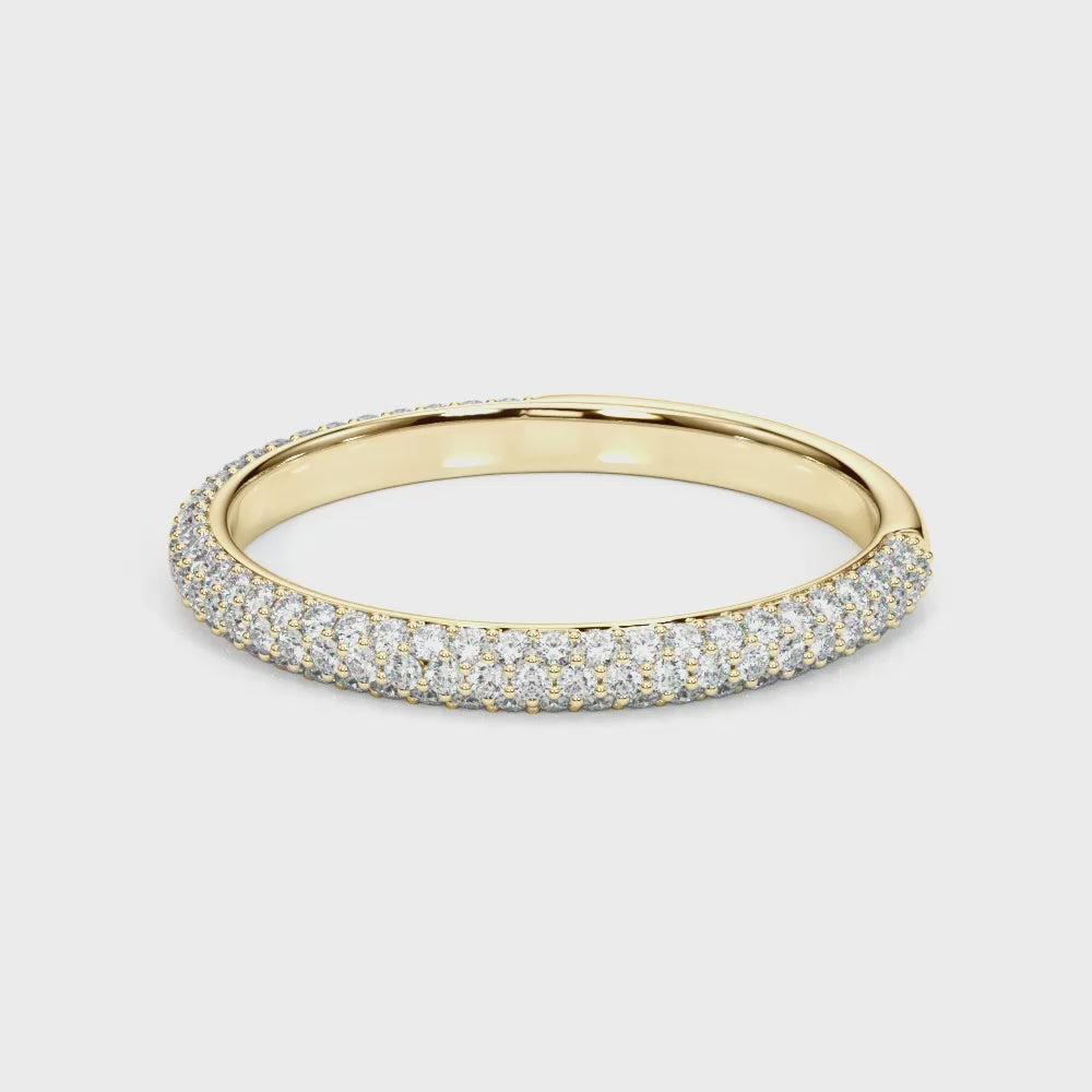 The Alex Three Row Diamond Pave Wedding Ring | Lisa Robin#color_18k-yellow-gold